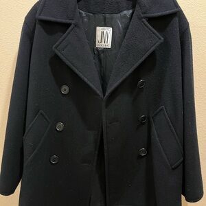 JNY Black Double-Breasted Pea Coat